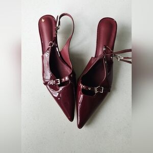 Elegant Burgundy Women's Slingback Heels